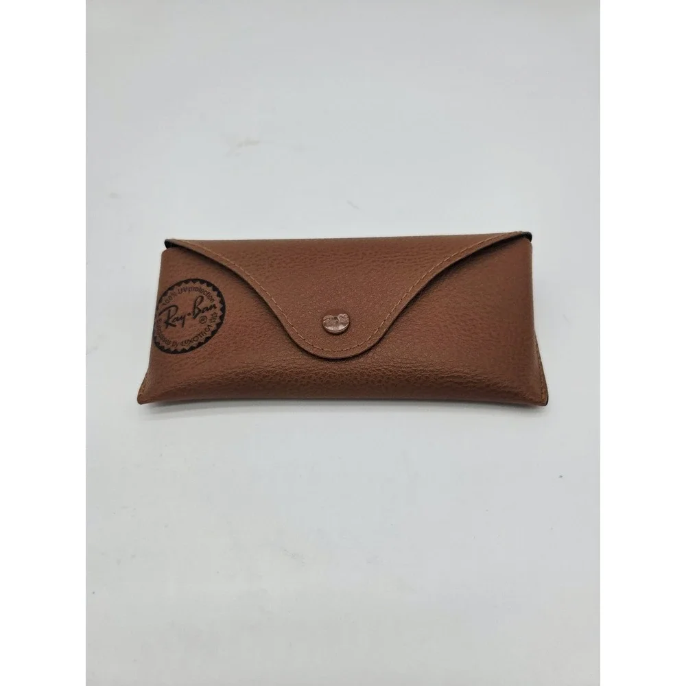 Ray Ban Sunglass Case Holder‎ - Brown Tan Pebble Leather Snap Closure
